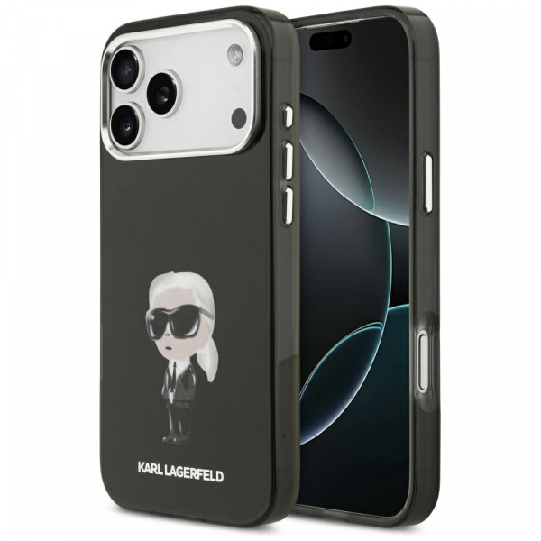 Husa MagSafe pentru Apple iPhone 17 Pro Max, Karl Lagerfeld, IML Aquarelle Karl Ikonik, Neagra