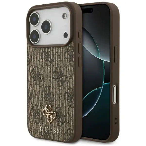 Husa MagSafe pentru Apple iPhone 17 Pro, Guess, 4G Small and Classic Logo, Maro