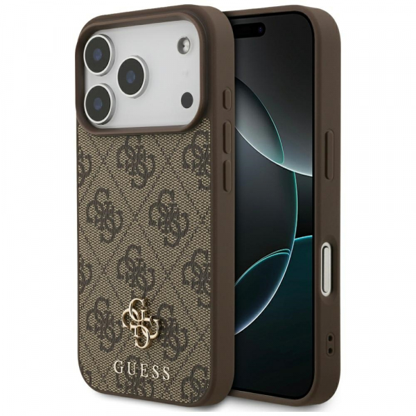 Husa MagSafe pentru Apple iPhone 17 Pro, Guess, 4G Small and Classic Logo, Maro