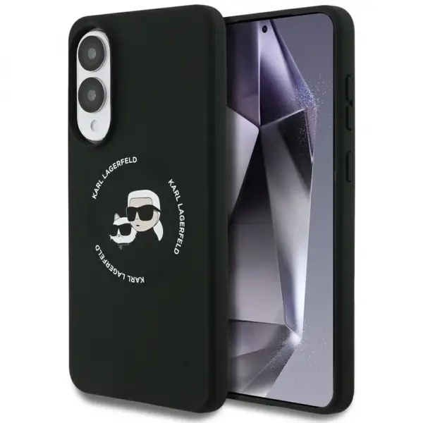 Husa MagSafe pentru Samsung Galaxy S25 Edge S937, Karl Lagerfeld, Silicone Double Heads, Neagra