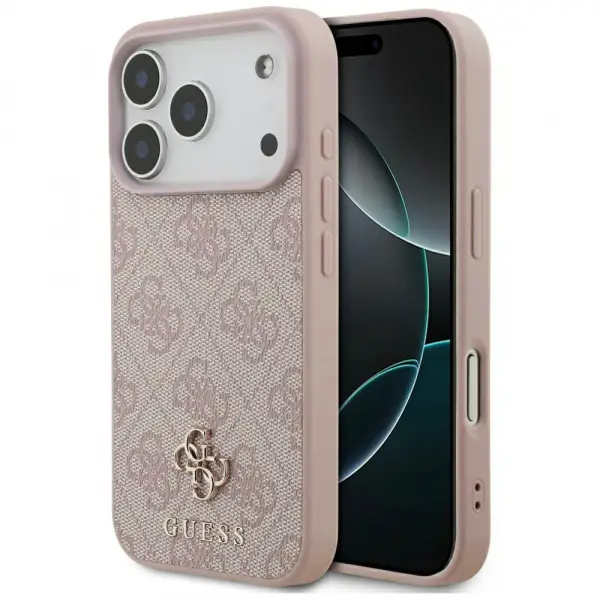 Husa MagSafe pentru Apple iPhone 17 Pro, Guess, 4G Small and Classic Logo, Roz