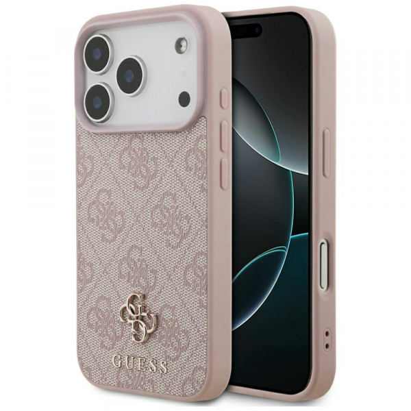 Husa MagSafe pentru Apple iPhone 17 Pro, Guess, 4G Small and Classic Logo, Roz