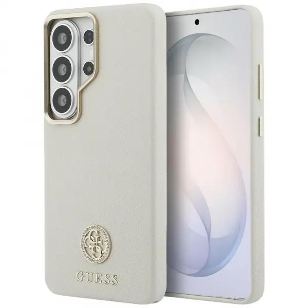 Husa MagSafe pentru Samsung Galaxy S26 Ultra S948, Guess, Rhinestone Round Logo, Bej