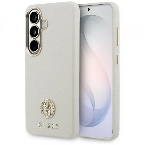 Husa MagSafe pentru Samsung Galaxy S26 S942, Guess, Rhinestone Round Logo, Bej