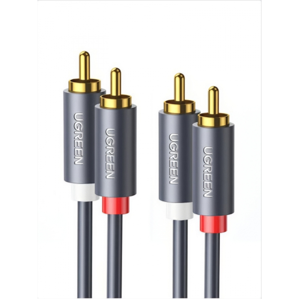 Cablu Audio UGREEN AV104, 2 x RCA - 2 x RCA, 3m, Negru