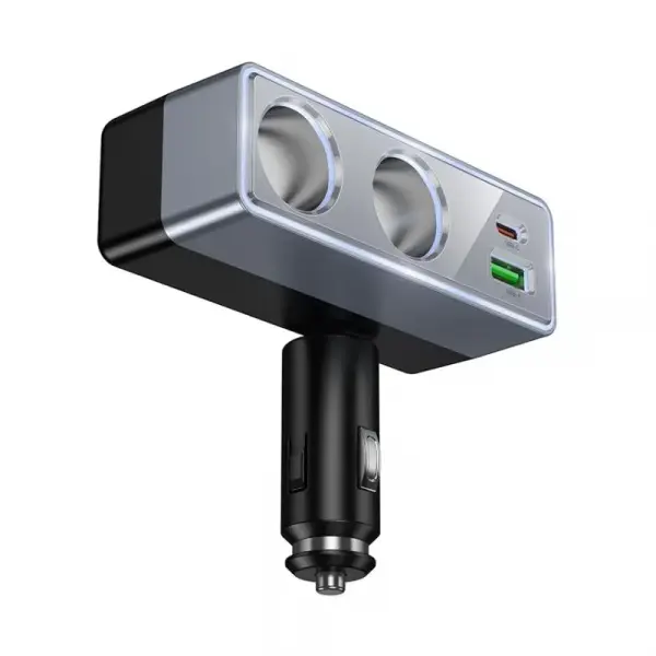 Incarcator Auto HOCO Z65B, 240W, 5A, 1 x USB-A - 1 x USB-C - 2 x Extensie Bricheta, Negru