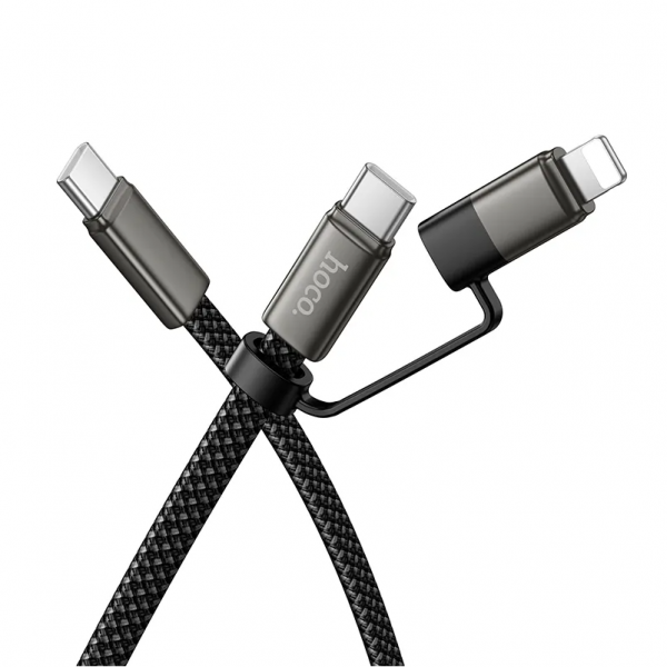 Cablu Date si Incarcare USB-C - Lightning / USB-C HOCO X125, 60W, 1m, Negru