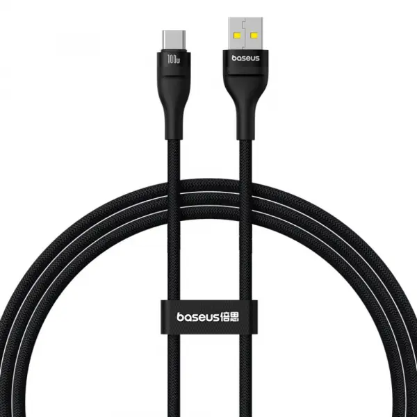 Cablu Date si Incarcare USB-A - USB-C Baseus Flash Series II, 100W, 1m, Negru P10311804111-00