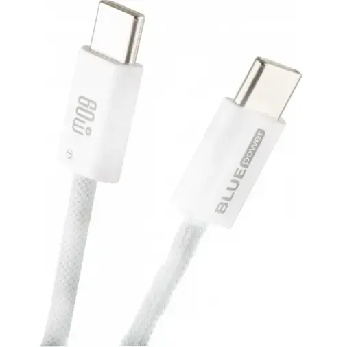 Cablu Date si Incarcare USB-C - USB-C Blue Power NB-Q273, 60W, 1m (Alb)