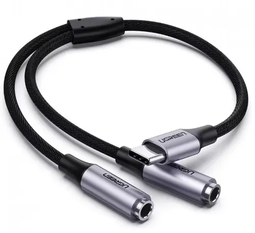 Adaptor Audio USB-C - 2 x 3.5mm UGREEN AV144, 0.20m, Gri