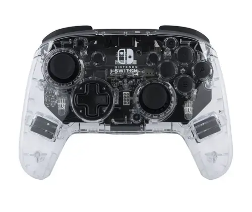 Controller Wireless PDP Afterglow pentru Nintendo Switch, Autonomie 30 ore (Transparent/Negru)