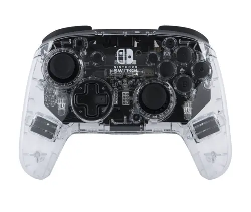 Controller Wireless PDP Afterglow pentru Nintendo Switch, Autonomie 30 ore (Transparent/Negru)