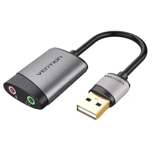 Placa de sunet externa Vention CDKHB, USB-A la 2x Jack 3.5 mama, pentru microfon si audio (Gri)