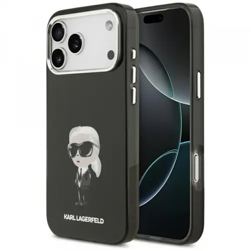 Husa Karl Lagerfeld IML Aquarelle Karl Ikonik MagSafe pentru Apple iPhone 17 Pro Max, Neagra