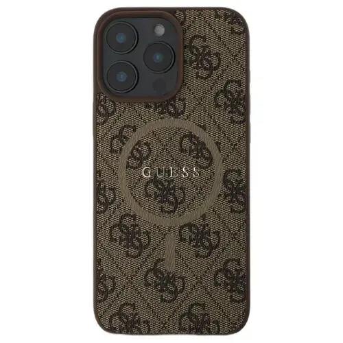 Husa Protectie Spate Guess PU Leather 4G Colored Ring MagSafe GUHMP16XG4GFRW pentru Apple iPhone 16 Pro Max (Maro)