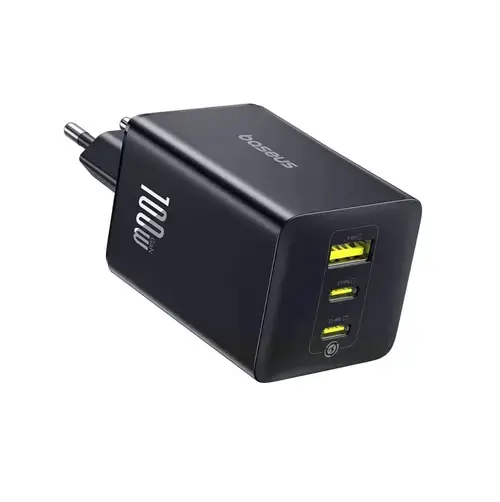 Incarcator retea Baseus EnerFill FE11, 100W, 2xUSB-C, 1xUSB, GaN6 (Gri)