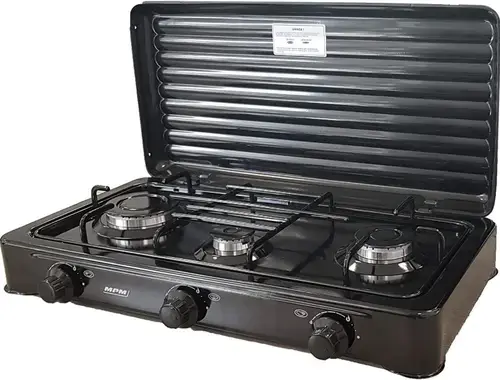 Plita de exterior MPM SMILE-KN-03/1KB, 3 Arzatoare (Negru)