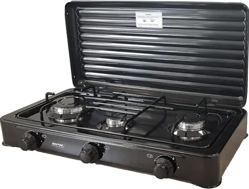 Plita de exterior MPM SMILE-KN-03/1KB, 3 Arzatoare (Negru)
