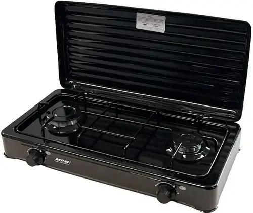 Plita de exterior MPM SMILE-KN-02/1KB, 2 Arzatoare (Negru)