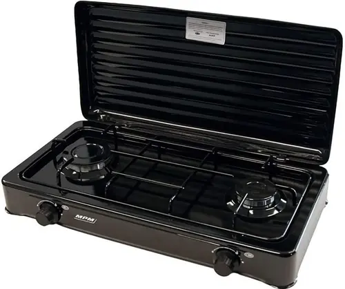 Plita de exterior MPM SMILE-KN-02/1KB, 2 Arzatoare (Negru)