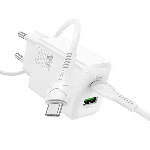 Incarcator retea HOCO N71, 30W, 1 x USB-A, 1 x USB-C (Alb)