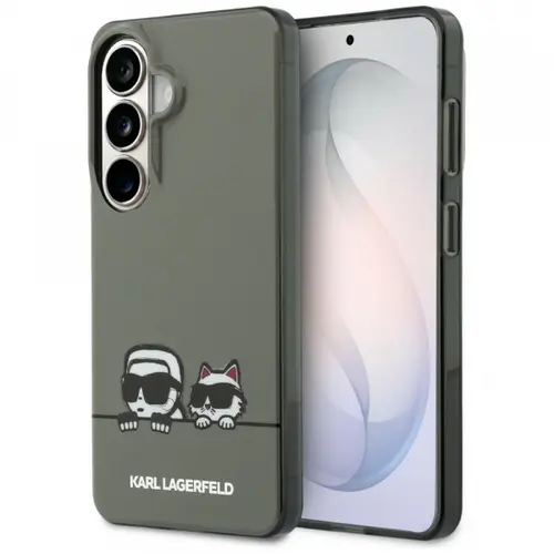 Husa MagSafe pentru Samsung Galaxy S26 S942, Karl Lagerfeld, IML Karl & Choupette Peekaboo Logo, Negru