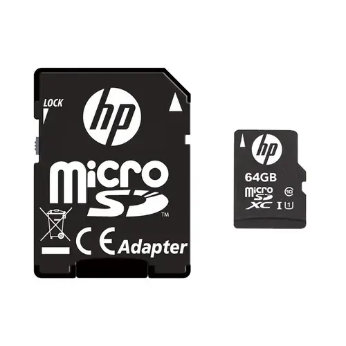 Card de memorie HP SDU64GBXC10HP-EF, 64GB, microSDXC, UHS-I U1, Clasa 10 + Adaptor SD