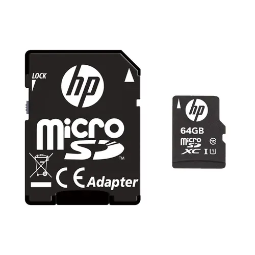 Card de memorie HP SDU64GBXC10HP-EF, 64GB, microSDXC, UHS-I U1, Clasa 10 + Adaptor SD