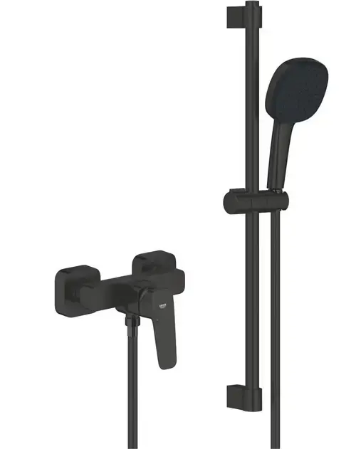 Baterie dus Grohe Cubeo 1018252430, aparenta, set dus, mat, Negru
