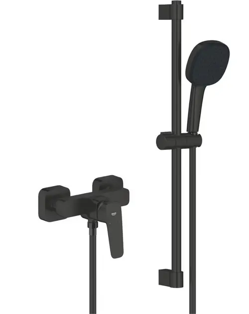 Baterie dus Grohe Cubeo 1018252430, aparenta, set dus, mat, Negru