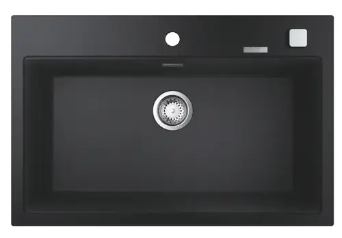 Chiuveta bucatarie compozit Grohe K700 31652AP0, 780x510 mm, montare pe blat, evacuare automata, Kit montaj si evacuare inclus, Negru granit