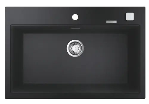 Chiuveta bucatarie compozit Grohe K700 31652AP0, 780x510 mm, montare pe blat, evacuare automata, Kit montaj si evacuare inclus, Negru granit