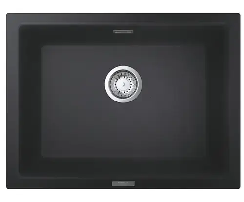 Chiuveta bucatarie compozit Grohe K700U 31655AP0, 610x460 mm, montare sub blat, evacuare manuala, Kit montaj si evacuare inclus, Negru granit
