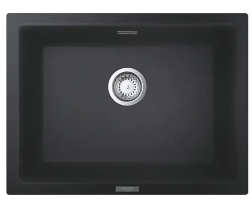 Chiuveta bucatarie compozit Grohe K700U 31655AP0, 610x460 mm, montare sub blat, evacuare manuala, Kit montaj si evacuare inclus, Negru granit