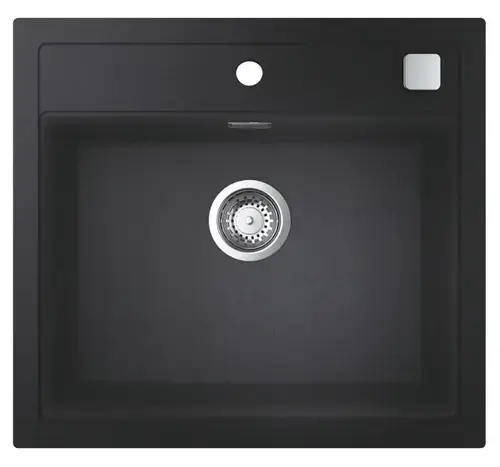 Chiuveta bucatarie compozit Grohe K700 31651AP0, 560x510 mm, montare pe blat, evacuare automata, Kit montaj si evacuare inclus, Negru granit