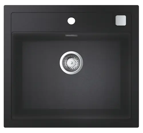 Chiuveta bucatarie compozit Grohe K700 31651AP0, 560x510 mm, montare pe blat, evacuare automata, Kit montaj si evacuare inclus, Negru granit