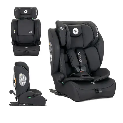 Scaun auto pentru copii Lorelli Rio, Isofix, 76-150 cm, 15 Luni-12 Ani, tetiera reglabila prin mecanism, Negru