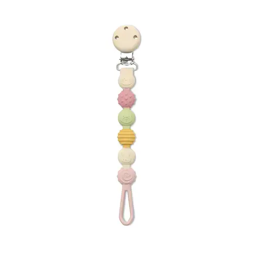 Lant pentru suzeta din silicon, clips de prindere, BPA Free, Lorelli Pink Mix