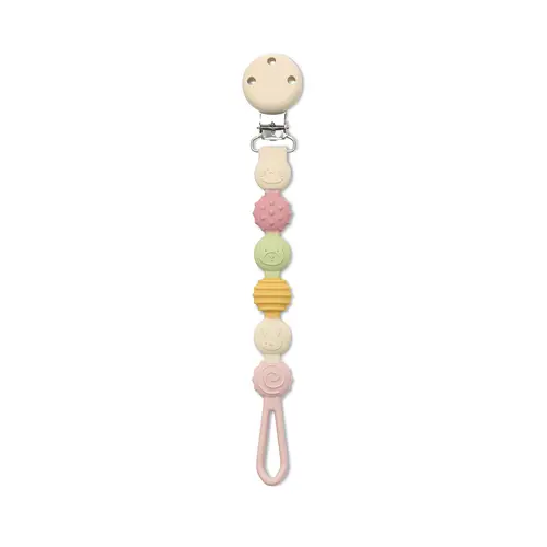 Lant pentru suzeta din silicon, clips de prindere, BPA Free, Lorelli Pink Mix
