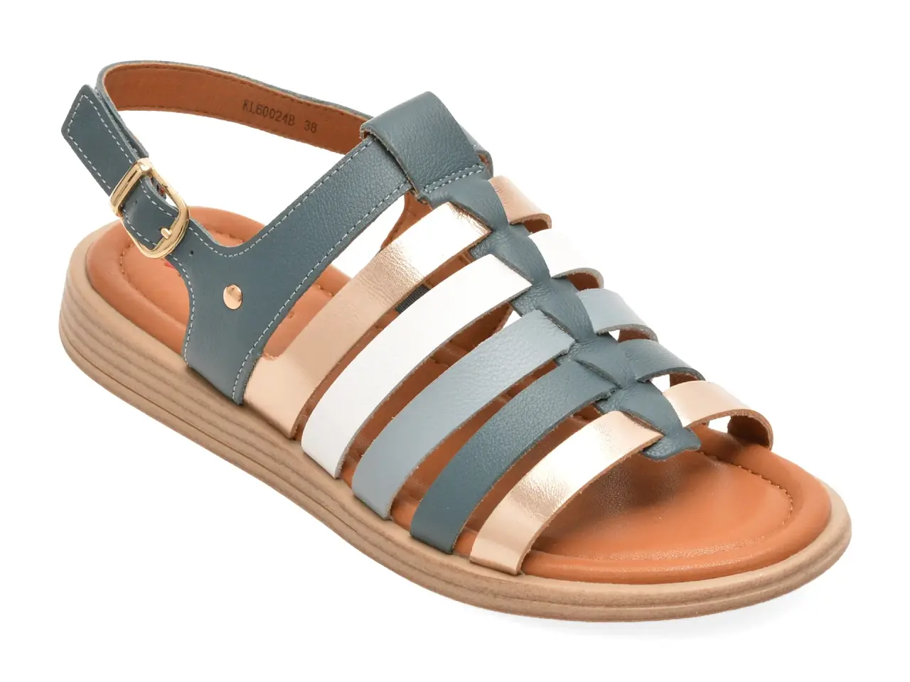Sandale PASS COLLECTION bleumarin, KL60024, din piele naturala
