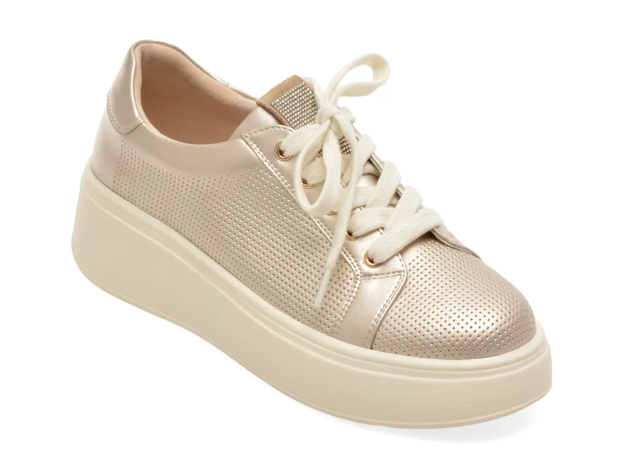 Pantofi sport PASS COLLECTION aurii, W160011, din piele naturala