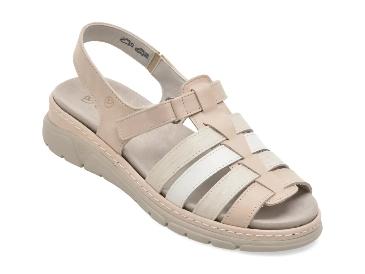 Sandale SUAVE bej, 12516, din piele naturala