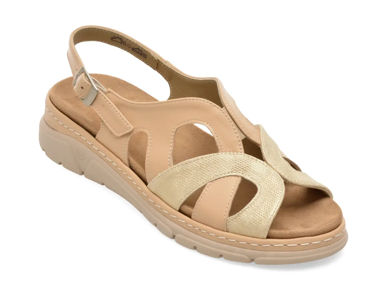Sandale SUAVE bej, 12503, din piele naturala