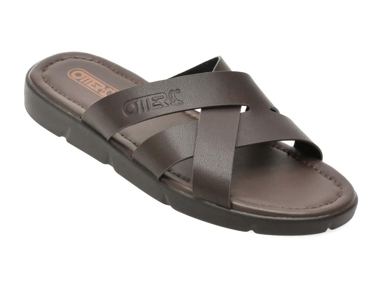 Papuci OTTER maro, FM60008, din piele naturala