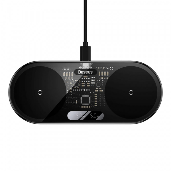 Incarcator Retea Wireless Baseus Digital Led Display, 20W, 1.1A, Negru WXSX010101