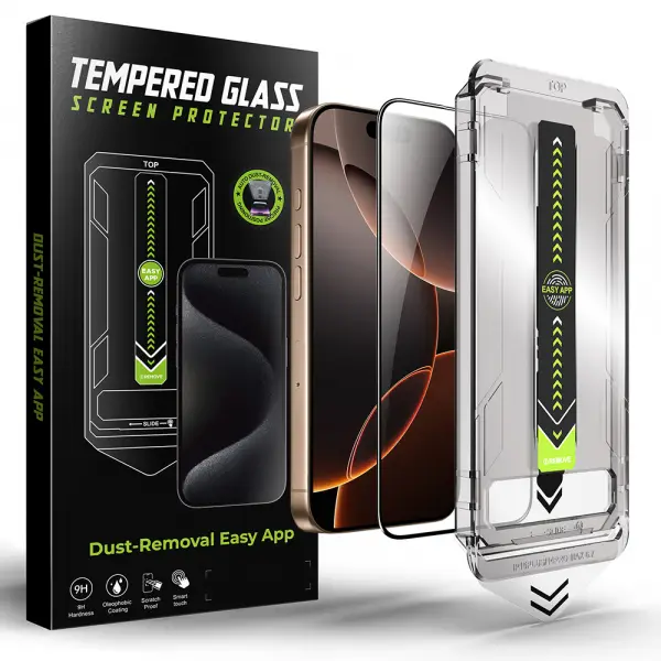 Folie de protectie Ecran Techsuit TitanGlass pentru Apple iPhone 15 Pro, Sticla Securizata, Full Glue, Neagra