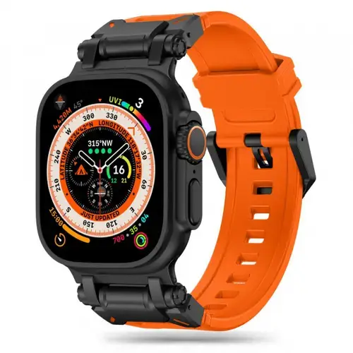 Curea Techsuit W064 pentru Apple Watch 49mm / 46mm / 45mm / 44mm / 42mm Series, Negru/Portocaliu