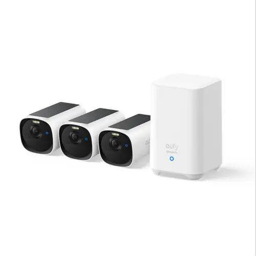 Kit supraveghere video eufyCam E40, 2K HD, Incarcare solara, MaxColour Vision, Homebase 2 + 3 camere video