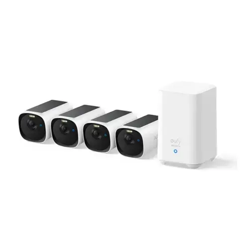 Kit supraveghere video eufyCam E40, 2K HD, Incarcare solara, MaxColour Vision, Homebase 2 + 4 camere video