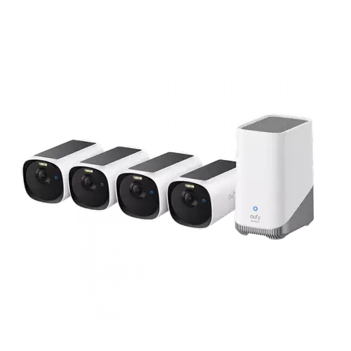 Kit supraveghere video eufyCam E40, 2K HD, Incarcare solara, MaxColour Vision, Homebase 3 + 4 camere video